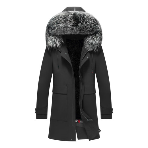 CHEVALPES international first-line brand 2025 winter new fur parka men's medium and long mink liner with integrated fur, blue fox fur collar + mink velvet liner XL 180