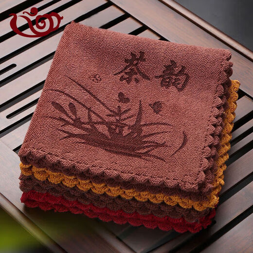 Jidaocook thick absorbent tea towel cotton and linen coffee table tea table rag wipe pot towel kung fu tea special towel tea mat tea tablecloth tea coffee color 1 pack