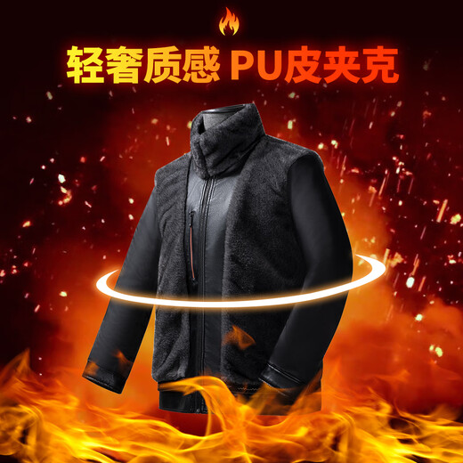 SHANSHAN Shanshan PU leather jacket for men 2025 winter velvet warm casual wear men's long-sleeved easy-care hundred plus thick coat