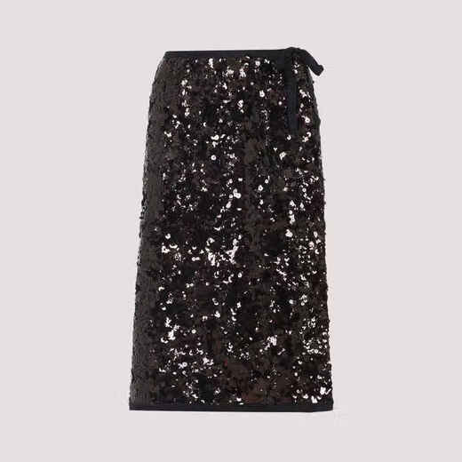 PRADA FW25 Light Luxury Women's Nylon Midi Skirt Nude & Neutrals 20 | 40 IT