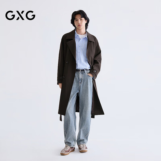 GXG Men's Red Brown Double-Breasted Lapel Windbreaker Spring 2026 G26A081002 Red Brown M