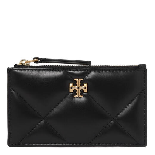 Tory Burch Women's Card Holder Card Storage Card Storage Portable Carry Non-Slip Design Black Calfskin Quilted Texture Black TU