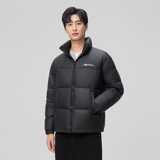 Xue Zhongfei's new all-match fashion casual slanted pocket men's and women's short stand collar down jacket couple style black|8056 L 175/92A