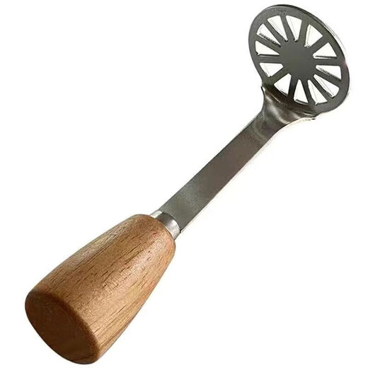 Jidaocook Bear Mud Press 430 Stainless Steel Food Grade Mud Pressing Artifact Pressing Potato Mashed Baking Baby Masher Home New Version of Standable Bear Mud Press-Acacia Wood Model