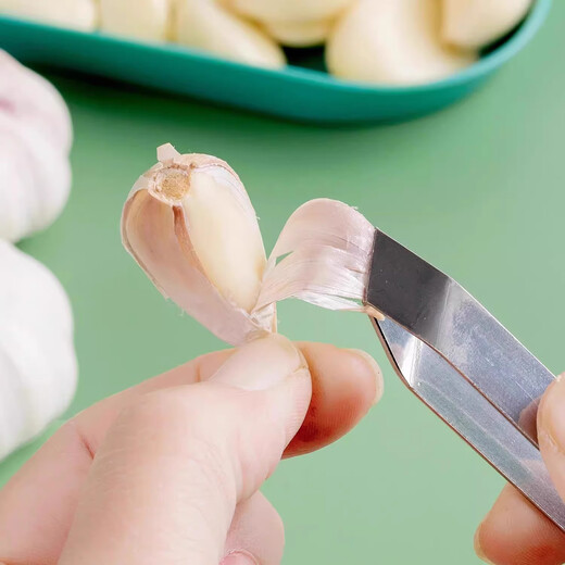 Chengai stainless steel garlic peeler, peeling garlic artifact clip, pig hair plucker, household pliers, chicken and duck tweezers (2 pieces in total), 1 each with oblique mouth + flat mouth, stainless steel garlic peeler