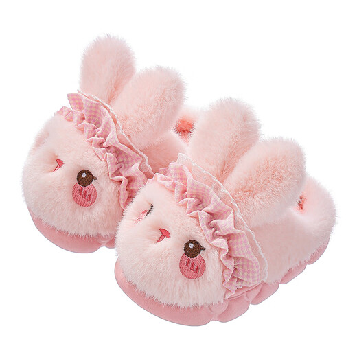 JIOESC children's cotton slippers autumn and winter new girls girls cotton slippers home thick-soled warm baby slippers bunny slippers size 30-31 suitable for feet 17CM