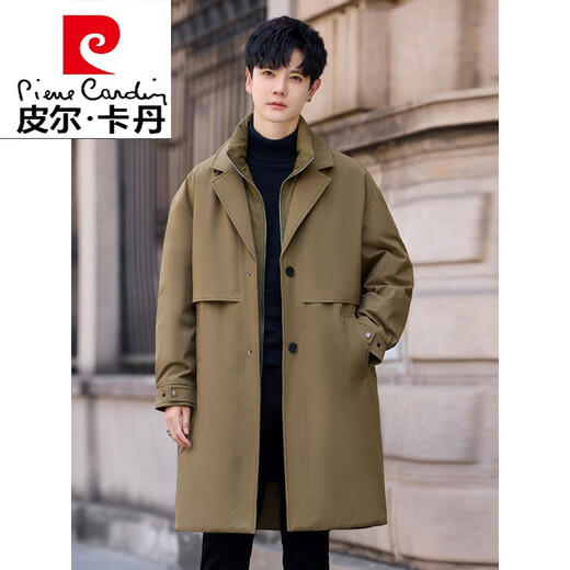 皮尔卡丹（pierre cardin）羽绒服男士中长款冬季白鸭绒2026年新款加厚潮牌高端休闲风衣外套 黑色 L 建议120-140斤