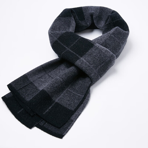 Ordos pure wool men's plaid scarf black and white winter scarf gift box birthday 11 black 11