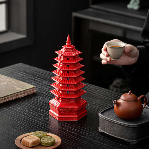 Yusen Yi Wenchang Tower ornaments seven-story living room entrance office desk study room porcelain handicrafts decoration ornaments nine-story Wenchang Tower trumpet yellow