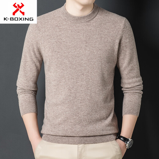 KBXNG劲霸商务男装衫男圆领套头秋冬纯色长袖男士打底衫中年休商务男装 深灰色 S 165