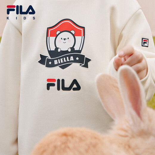 Fila children's clothing 2023 autumn and winter new style velvet sweatshirt for boys and girls, warm long-sleeved and trendy, marigold yellow-YE 80 cm