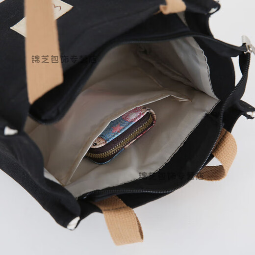 Tuzun 2025 canvas handbag original Japanese style bucket canvas bag tote with zipper lunch box simple bag for women versatile bear cloth logo three-dimensional thickened black