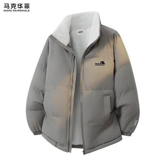 MARK FAIRWHALE Hong Kong-style retro casual cotton clothes for men 2025 winter new lamb velvet warm, comfortable and fashionable trendy brand tops black cold-proof and warm S recommended 90-120 Jin Jin equals 0.5 kg