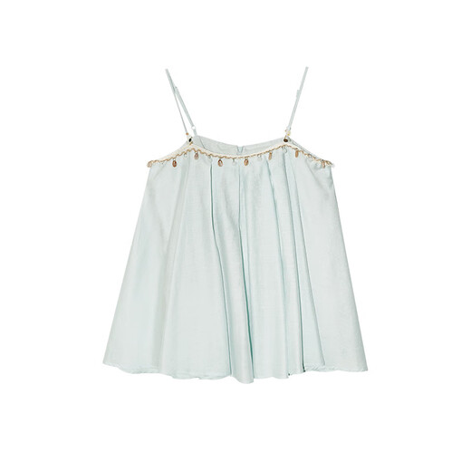 Interpretation of Beauty NEWOPEN25 Summer French Pure Desire Sexy Tencel Double Root Strap Top Women S5317 Blue S