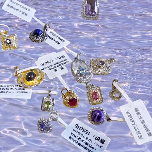 BuhesytKLUCK gold store model silver natural tourmaline citrine ruby tanzanite translucent topaz super seven necklace natural ammolite nine-tailed fox + certificate/leather rope