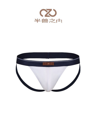 Half-Beast Charming Elegy Fresh Seaman Thong Men's Couple Briefs Super Sexy Double Butt White Wave M