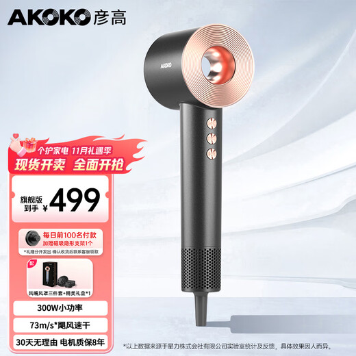 Yangao AKOKO Yangao hair dryer for home dormitory students 800w negative ion hair care high speed low power 500w gift birthday gift for women flagship version - Yunmo Gray (300W)