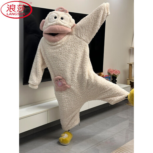 LangSha Ugly Fish Children's Pajamas Women's Winter Coral Velvet Thickened One-piece Boys and Girls One-piece Abstract Funny Home Clothes JD315 White Clown Fish One-piece Pajamas + Shoes 3XL 150Jin Jin is equal to 0.5kg -165Jin Jin is equal to 0.5kg