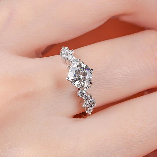 I Do platinum PT950 diamond ring Xingmeng 1 carat cultivated diamond proposal engagement ring wedding anniversary gift for wife Xingmeng micro-setting 50 points live mouth adjustable