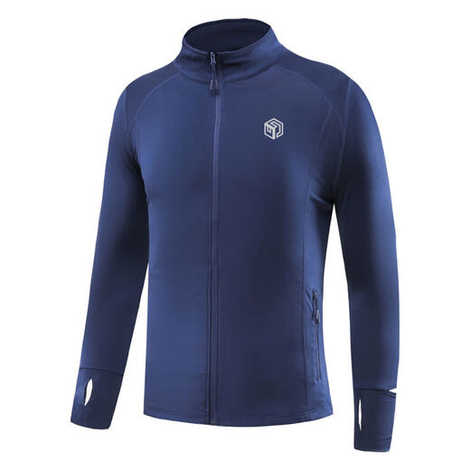 Running long-sleeved jacket for men and women, marathon cycling, multi-functional cuff top, fitness stand-up collar cardigan, sapphire blue reflective logo S S Boys 100-110 Jin Jin equals 0.5 kg Girls 80-100 Jin Jin equals 0.5 kg