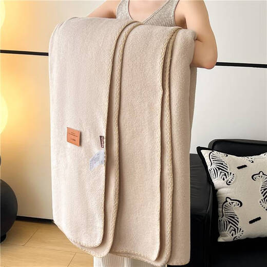 Fantasy Alpaca Velvet Blanket Solid Color Milk Velvet Air Conditioning Blanket Office Lunch Blanket Autumn Shawl Blanket Sofa Blanket Tea Paper Light Coffee Soft, Comfortable, Skin Friendly and Warm 200*230cm Double Cover Blanket