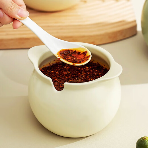 Jingyouyu Japanese kangalu household high temperature resistant ceramic lard jar kitchen red oil jar oil spicy matcha green large size 1400ml