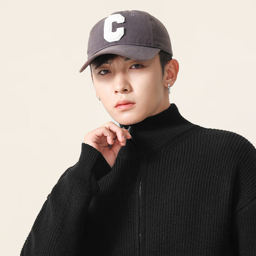 Jeanswest American small stand-up collar double zipper cardigan sweater for men 2026 spring design solid color top knitted jacket dark gray (solid color) 2XL (185) (weight 160-180Jin Jin equals 0.5 kg)