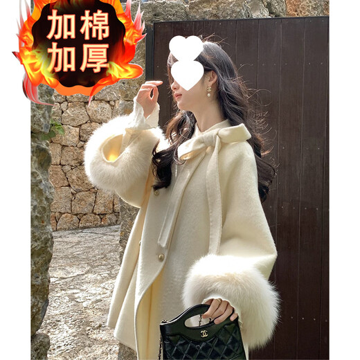 High-end woolen coat for women 2025 new style woolen coat, young and beautiful, winter velvet thickened imitation fur coat, off-white counter quality, shipped with dust bag and hanger S Recommended 90-110 Jin Jin equals 0.5 kg