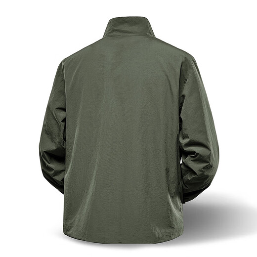 Cotton Jacket Men's Spring and Autumn Work Jacket Men's Elastic Waterproof Outdoor Jacket Stand Collar Jacket Nylon Windbreaker Dark Gray 5XL