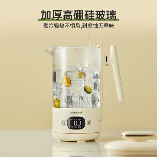 LOCK&LOCK Mini Health Pot Health Cup Portable Hot Kettle Boiling Cup Business Travel Electric Kettle Off-White-Tea Leaking 0.6L