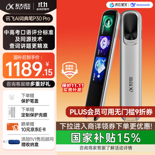 IFLYTEK AI Dictionary Pen P30 Pro National Subsidy English Reading Pen Learning Machine English Translation Artifact Translation Pen Suitable for All Ages in Elementary School, Junior High School and High School