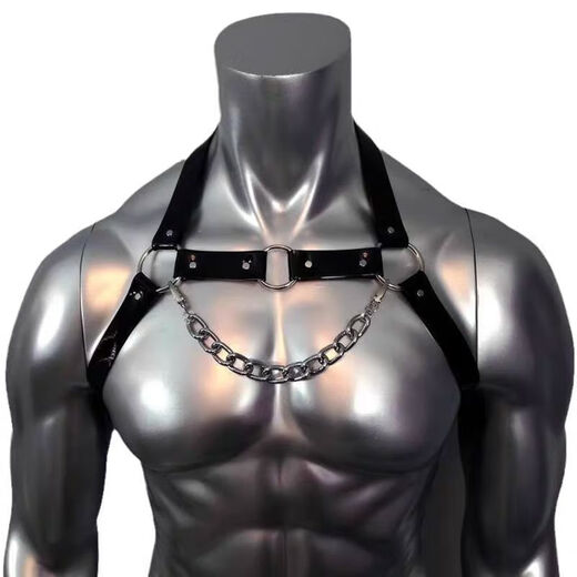 Men's shoulder straps, sunny underwear, alternative chain temptation, sexy uniform accessories on bed, gay pajamas, bondage, macho body shaping thong - black 140 Jin Jin equals 0.5 kg, can be worn inside, one size fits all 80-130 Jin Jin equals 0.5 kg
