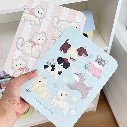 Mirror makeup mirror foldable desktop makeup mirror portable large student dormitory gift female beauty mirror makeup mirror cute blue puppy makeup mirror large size