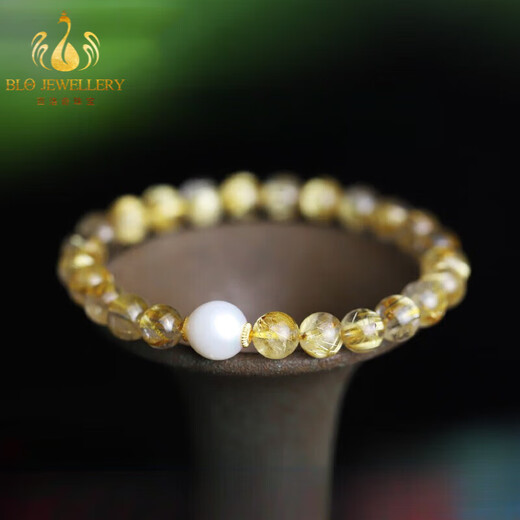 Bailuoqi Cat's Eye Blonde Crystal Bracelet Women's Freshwater Pearl Simple Jewelry Bracelet Gift Blonde Crystal Beads 8MM