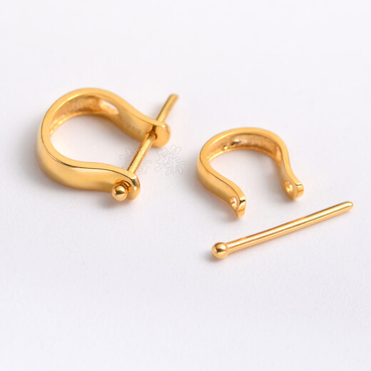 Yuyao 18k gold buckle U-shaped buckle set with diamonds au750 gold platinum jade Buddha color gold jade buckle accessories pendant buckle empty bracket U-shaped buckle-smooth straight hole-small size-18k gold