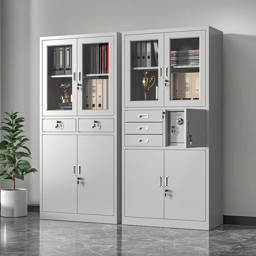 Miaopule Company Recommends File Cabinet Iron Cabinet Thickened Iron Office Voucher Cabinet Information Cabinet File Cabinet with Lock Five-Door Cabinet_Gray White Set Disassembled and Shipped 1.4mm