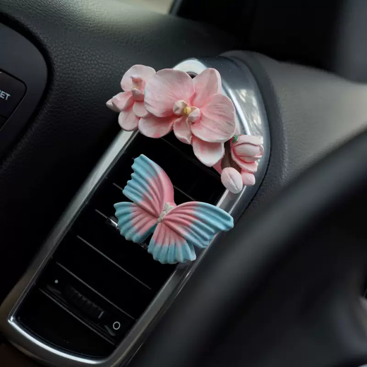 Yusenyi Car Aromatherapy Car Air Conditioner Air Vent Phalaenopsis Aromatherapy Butterfly Light Fragrance High-end Decoration New Car Gift Purple Phalaenopsis-Butterfly Default Blue Wind Chime Other flavors can be noted 1g