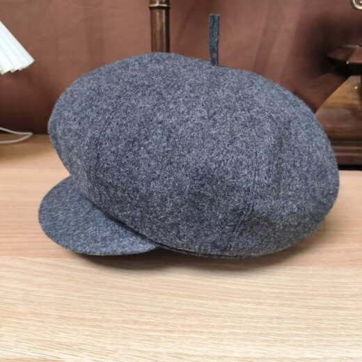 Shifansen (SHIFANSEN) pumpkin hat for middle-aged men, spring, autumn and winter hats for men, berets for middle-aged and elderly people, octagonal hats, pumpkin hats, gray with brim, no cotton inside, M small size 55-56c