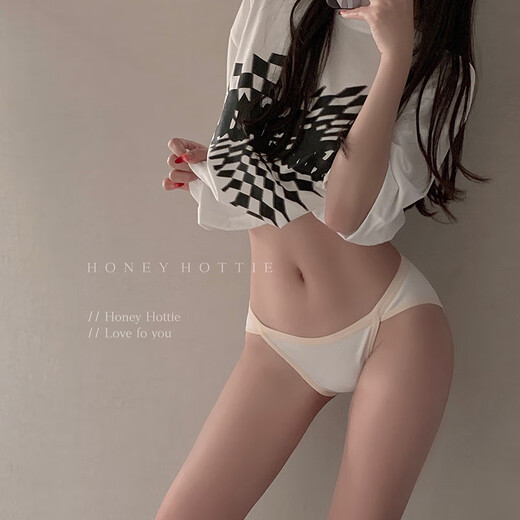 Universal high stocking and comfortable style, simple pure cotton sexy low waist pure desire girl underwear, black 12.2% off for orders of 5 pieces L