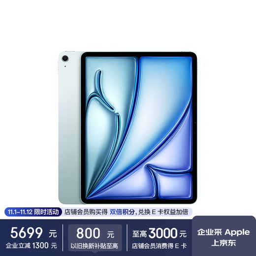Apple iPad Air 13 英寸  M3芯片 25年新款平板电脑256GB WLAN版/MCNP4CH/A蓝色*企业专享