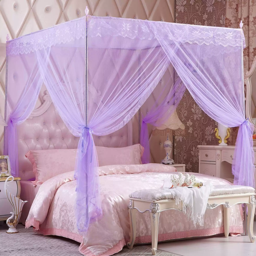 Yusenyi floor-standing household three-door mosquito net with encrypted yarn and thick bracket 1.8m double bed princess style 1.5m white three-door ultra-dense mosquito net + reinforced paint bracket 1.5m wide X 2.0m long bed