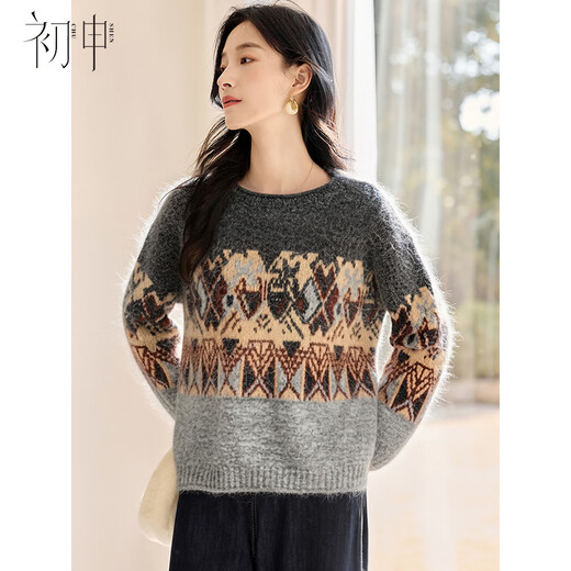First application for autumn and winter sweaters for women, classic round neck Fair Isle pattern New Year's Eve sweater tops S54Z104