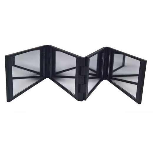 Foldable four-sided mirror for haircuts, you can see the back of your head for your own haircut, the rear view, portable, high-looking small mirror, black four-fold multi-angle mirror, you can see the back of your head)