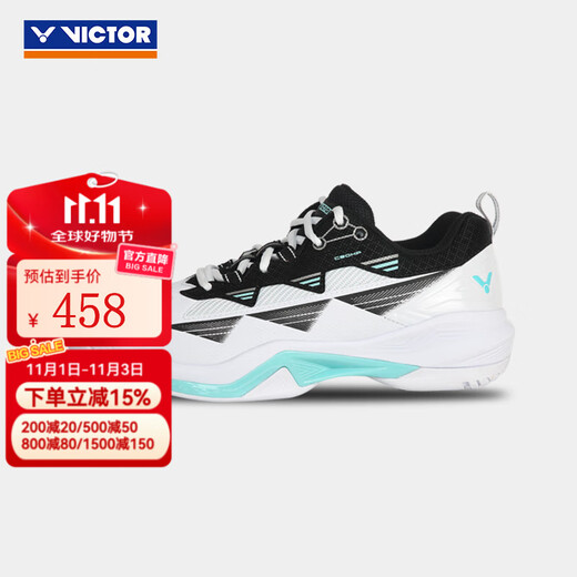 VICTOR victory badminton shoes 2025 new arrival anti-slip shock-absorbing sports shoes for men and women C90NLite C90HP AC white and black 41 (265mm)