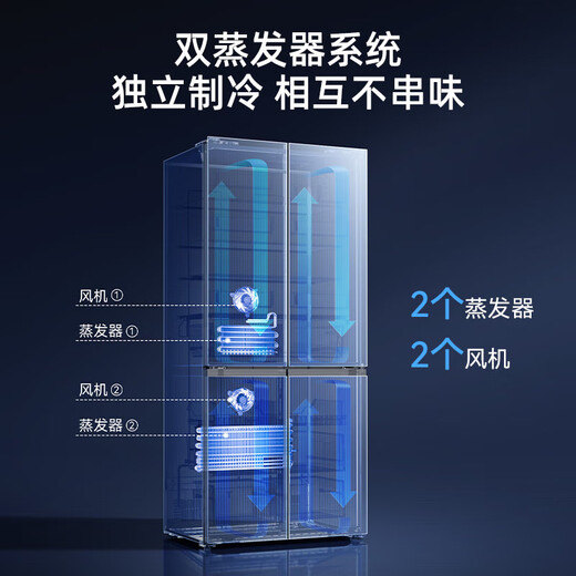 MeiLing worry-free embedded dual system refrigerator 510 liters cross-door four-door ultra-thin zero embedded active sterilization and deodorization dual cycle first-level air-cooled household large-capacity refrigerator dual evaporator BCD-510WSP9CZX starry sky gray