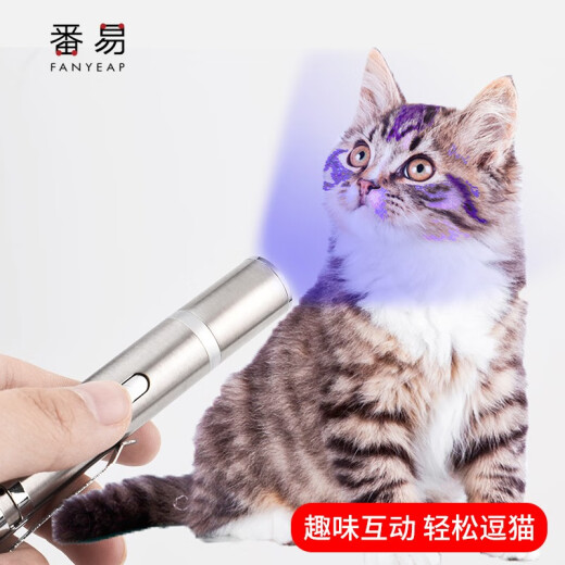 Fanyi Tiao Cat Laser Stick/Infrared Laser Pen Cat Toy Feather Fairy Stick Bell Cat Turntable Self-Happiness Toy Small Electronic Model + Simulated Crucian Carp