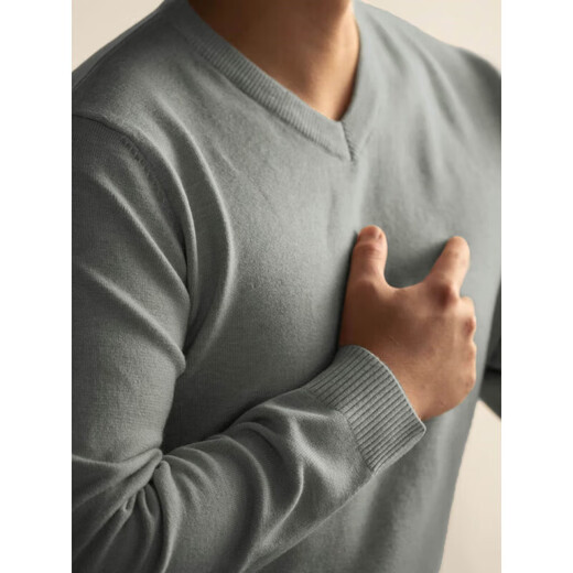 Tough guy v-neck American sweater men's slim-fit core-spun yarn sweater Henry collar solid color bottoming sheep khaki 3XL