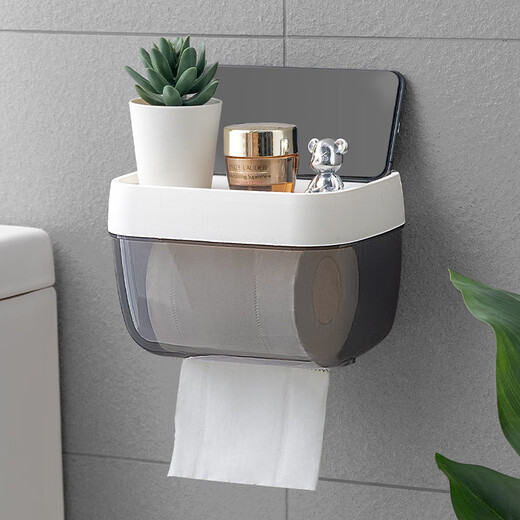 Shantou Lincun punch-free tissue box bathroom toilet paper box paper wall hanging paper tube box storage rack factory direct sales manufacturer matcha green mini style with 1 buckle + 1 soap dish
