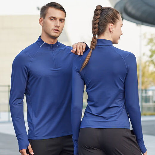 Autumn and winter half-zip quick-drying long-sleeved men's and women's running sports T-shirt tops fitness training clothes cycling clothes black men's S S men's 100-120 Jin Jin equals 0.5 kg Women's 80-90 Jin Jin equals 0.5 kg