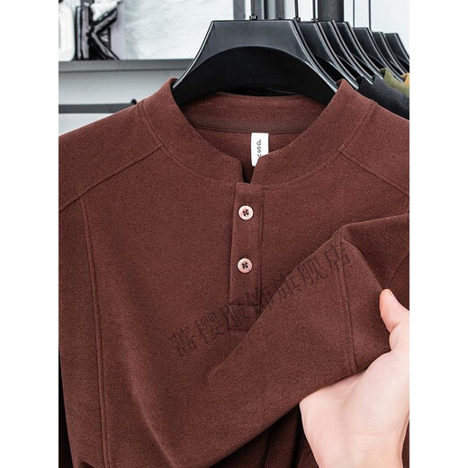 Qiangying Xinxin light luxury men's double-sided German velvet bottoming shirt men's Henry trendy versatile long-sleeved T-shirt stand-up collar sweatshirt green 3XL 175-200Jin Jin equals 0.5 kg